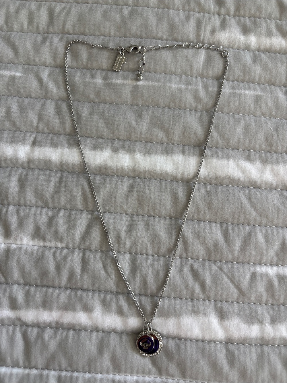 Kate Spade Silvertone CZ Disc Necklace